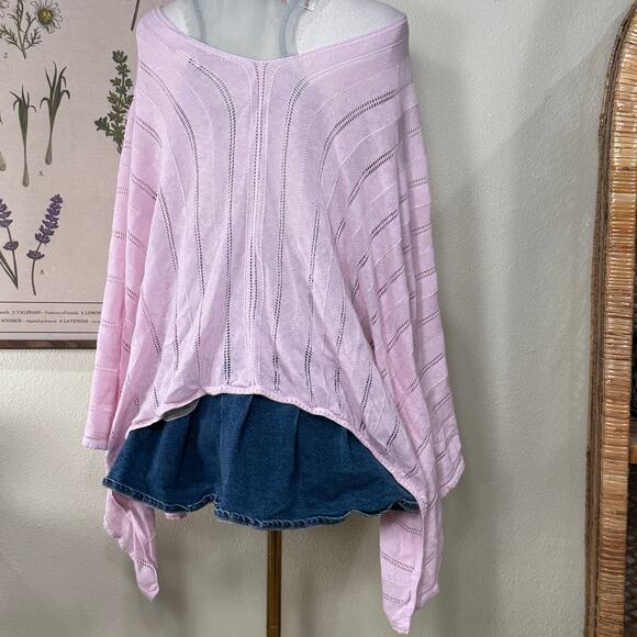 Vintage 90s Y2k Pink Linen Poncho Himekaji Shoujo Girl Gloomy Coquette Femme OS - Picture 2 of 5